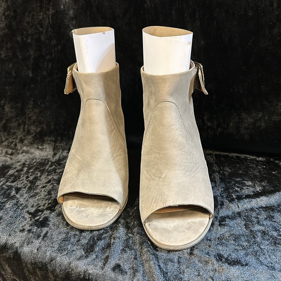 Vionic Perk Blakely Open Toe Slingback Heel Peep Toe Booties Grey Leather 8.5 - Picture 2 of 7